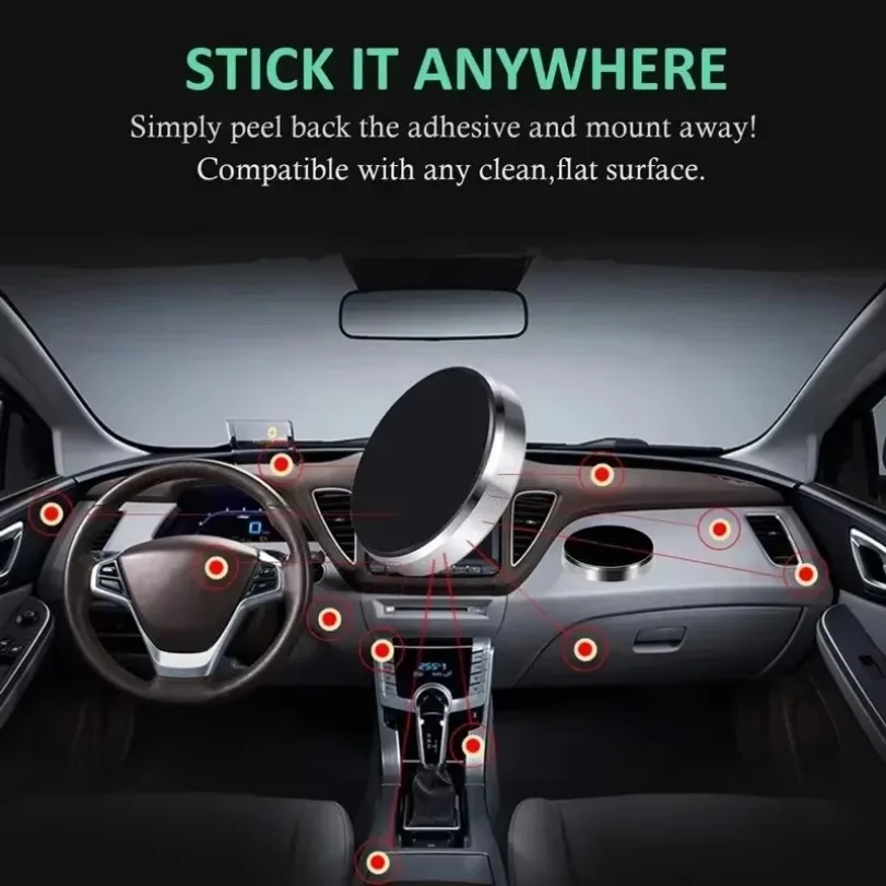 Universal Magnetic Car Mini Phone Holder Magnet Mount Stick Dashboard Wall Cell Bracket For Magsafe iPhone 16-12 Samsung Xiaomi - Image 3
