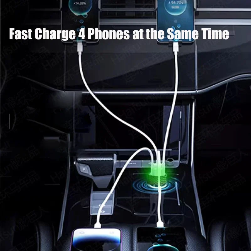 UYUXIO USB C Car Phone Charger Dual PD 4 in 1 with Voltage Display Super Fast Charge Adapter for iPhone Xiaomi Oppo Vivo Samsung - Image 4