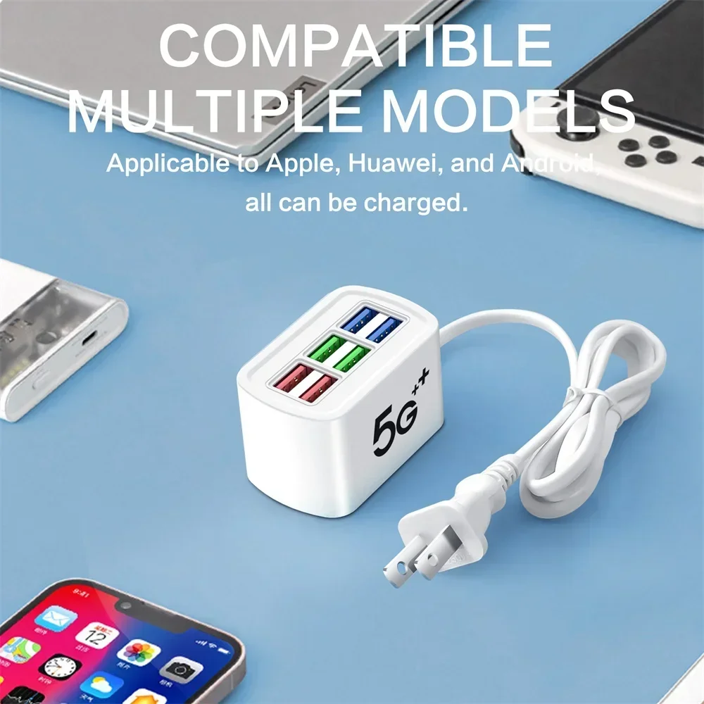 Multi 6 Ports USB Phone Charger Power Strip Universal Adapter Fast Quick Charging Head Socket Wall Charger Socket HUB Splitter - Image 5