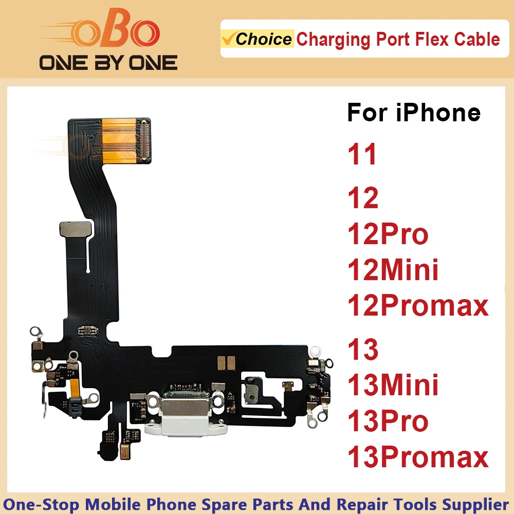 Charging Port Flex Cable for iPhone 11 12 13 Pro Max Mini Black White USB Charger Dock Connector with Microphone Repair (1PC)