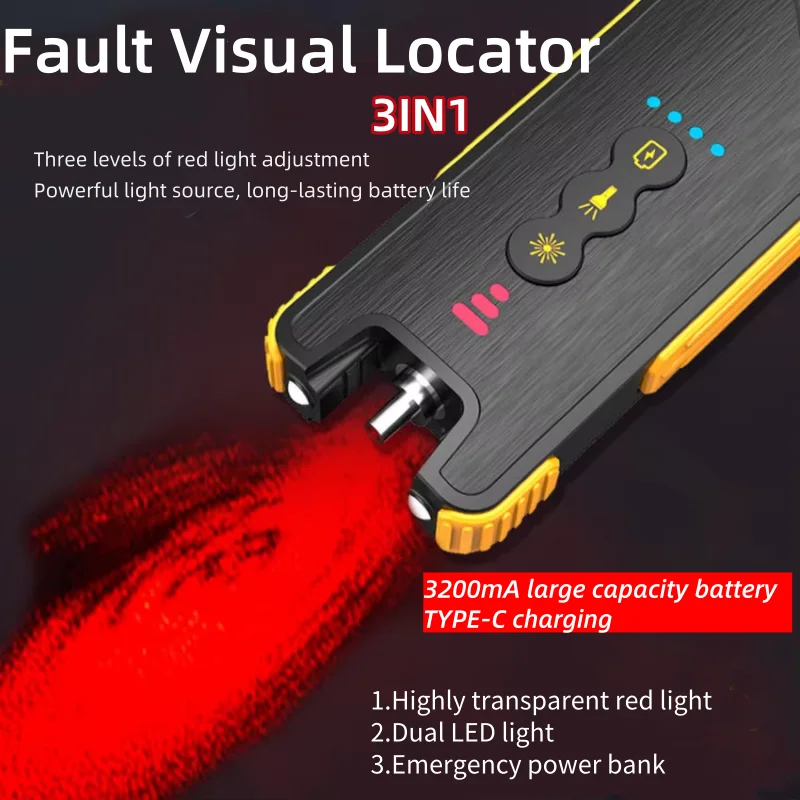 Fiber Optic Visual Fault Locator 15/30/50mw Rechargeable 3200mAh Battery VFL La ser Pen Power Bank Fiber Optic Cable Teste