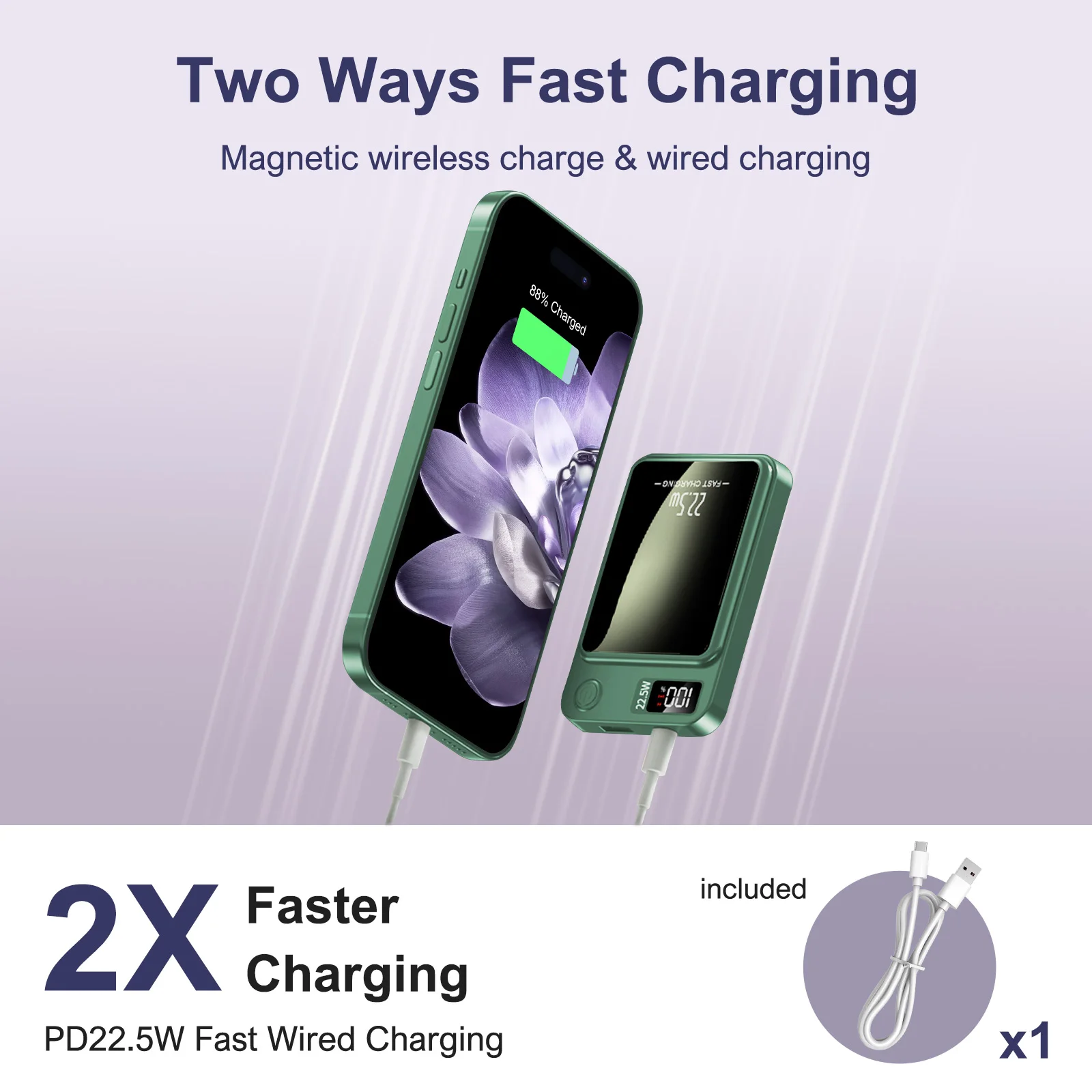 10000mAh Power Bank Magnetic Wireless Charger PD 22.5W Fast Charging for iPhone 15/14/13/12/Pro Max/Pro/Plus/Mini/ AirPods 3/2 - Image 4