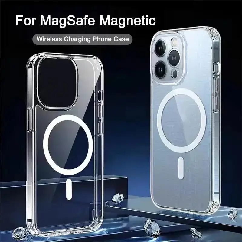 New Anti Drop For iPhone 15 14 13 12 11 Pro Max PC Material Non yellowing Magnetic Charging Anti slip Ultra thin Protective Case