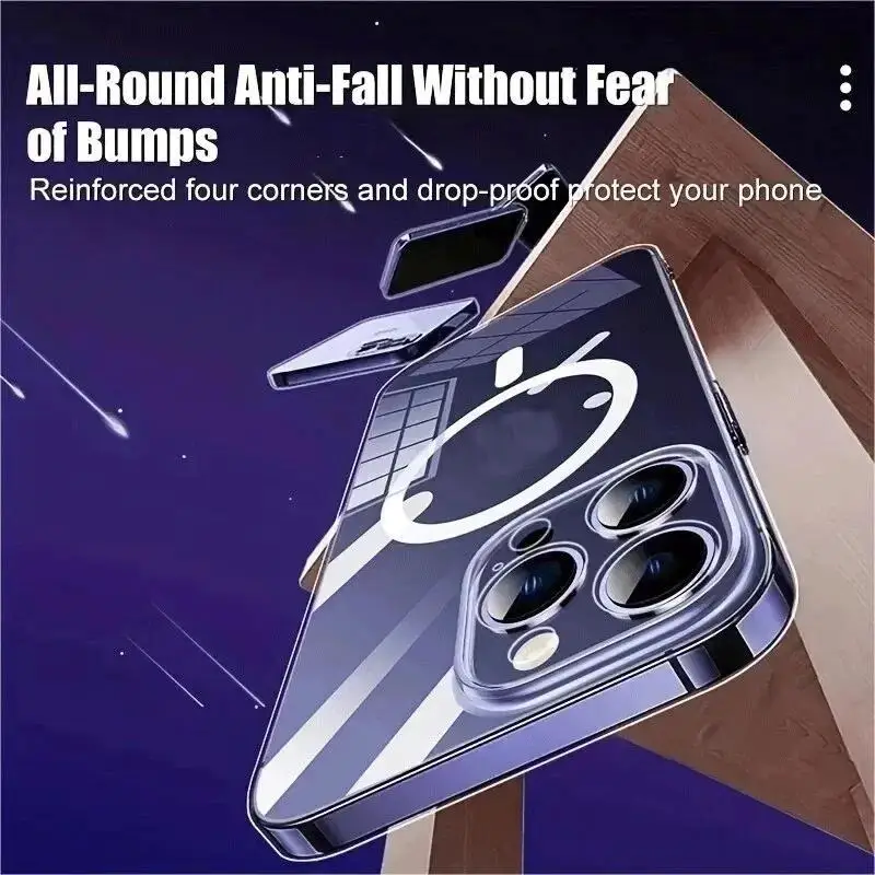 New Anti Drop For iPhone 15 14 13 12 11 Pro Max PC Material Non yellowing Magnetic Charging Anti slip Ultra thin Protective Case - Image 3