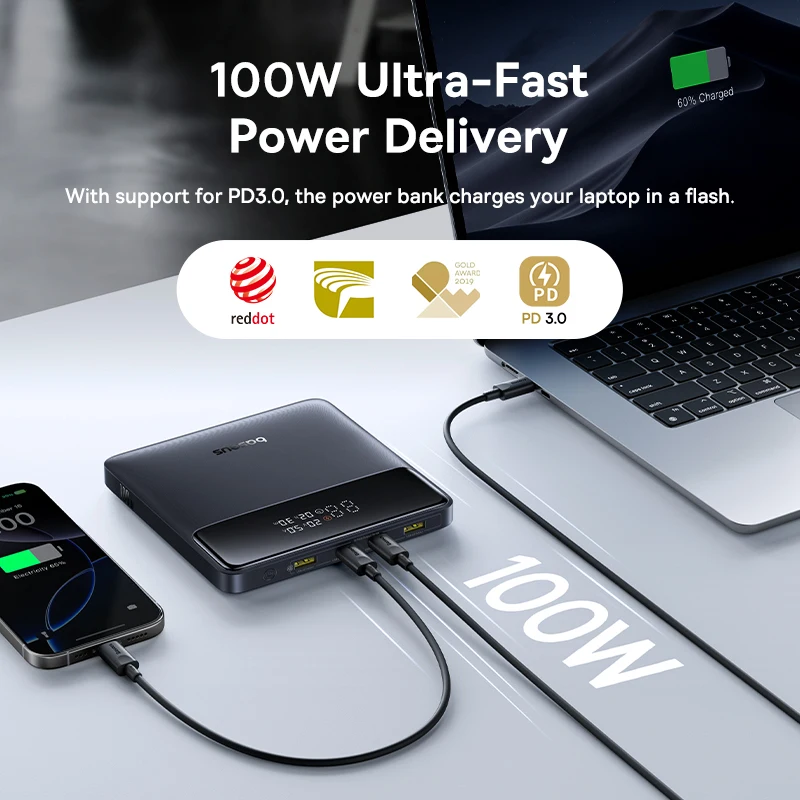Baseus 100W Power Bank 20000mAh Capacity PD Fast Charging Battery Charger Powerbank For Laptops MacBook iPhone Samsung Xiaomi - Image 3