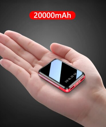20000mAh Mini Power Bank Portable Charger Mirror Screen LED Digital Powerbank External Battery for iPhone Xiaomi Huawei Samsung