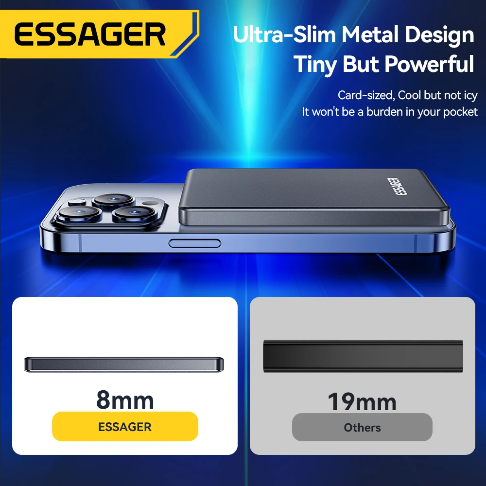Essager Thin Wireless Power Bank Magnetic 20W 5000mAh Portable Fast Charging External Battery for Magsafe For iPhone 17 16 15 14 - Image 3