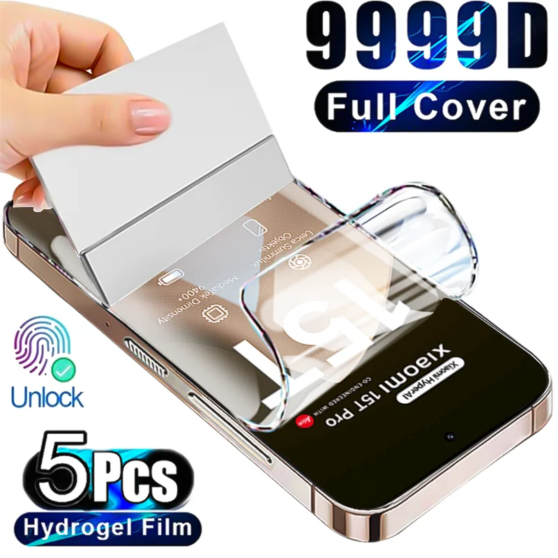 5Pcs Hydrogel Film For Xiaomi Mi 15T Pro 14T 13T 12T 11T 10T 9T Screen Protector For Mi 15 Ultra 8 13 12 11 Lite 17 Pro Max Film