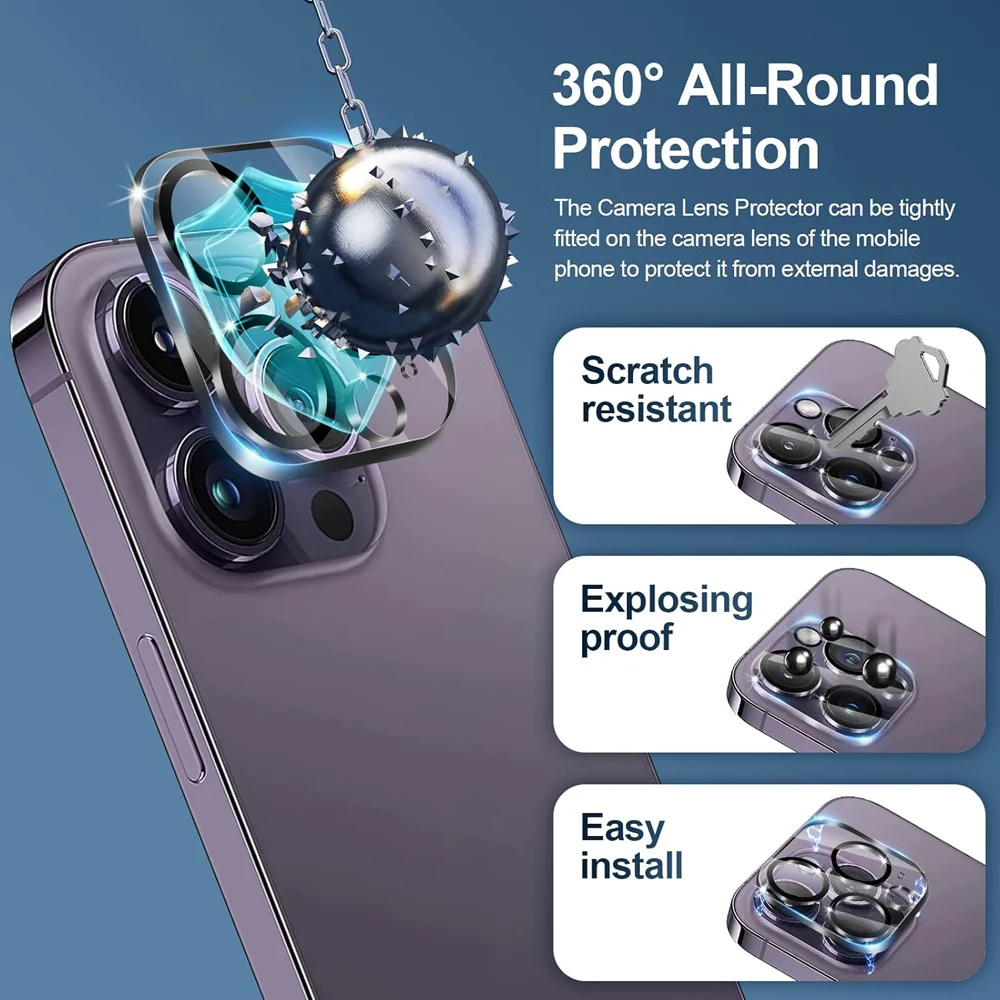 HD Screen Protection For iPhone 16 15 17 14 13 12 11 Pro Max Tempered Glass iPhone15 Pro Camera Lens Film iPhone16 Plus 13 Mini - Image 3