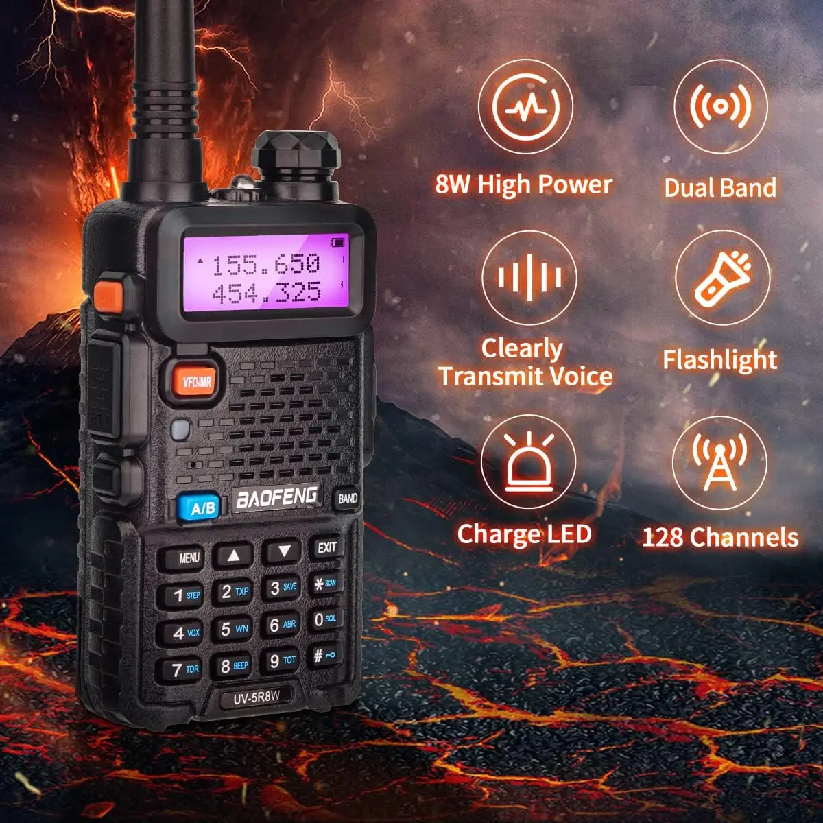 1/2PCS BaoFeng UV-5R 8W Tri-Power Walkie Talkie High Power Dual Band Long Range 128 CH Portable Handheld UV 5R Ham Two Way Radio - Image 3