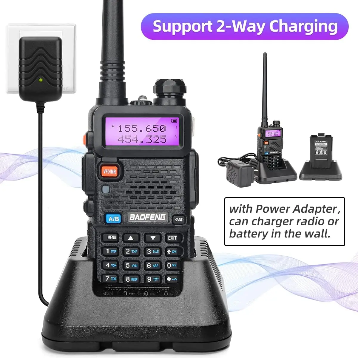 1/2PCS BaoFeng UV-5R 8W Tri-Power Walkie Talkie High Power Dual Band Long Range 128 CH Portable Handheld UV 5R Ham Two Way Radio - Image 6