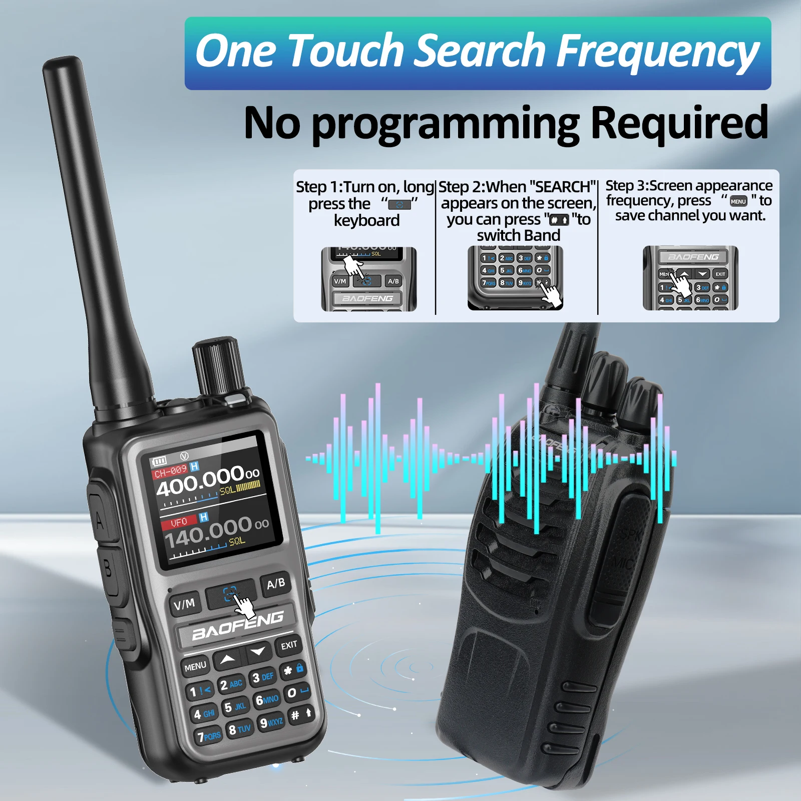 BAOFENG UV-5R Mini Walkie Talkie Multi Band Bluetooth Programming Wireless Copy Frequency 999CH AM FM Long Range Two Way Radio - Image 5