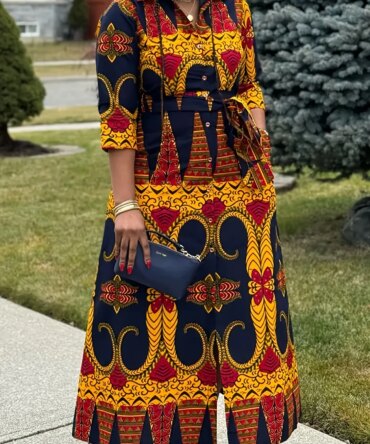 American plus size ethnic pattern dress