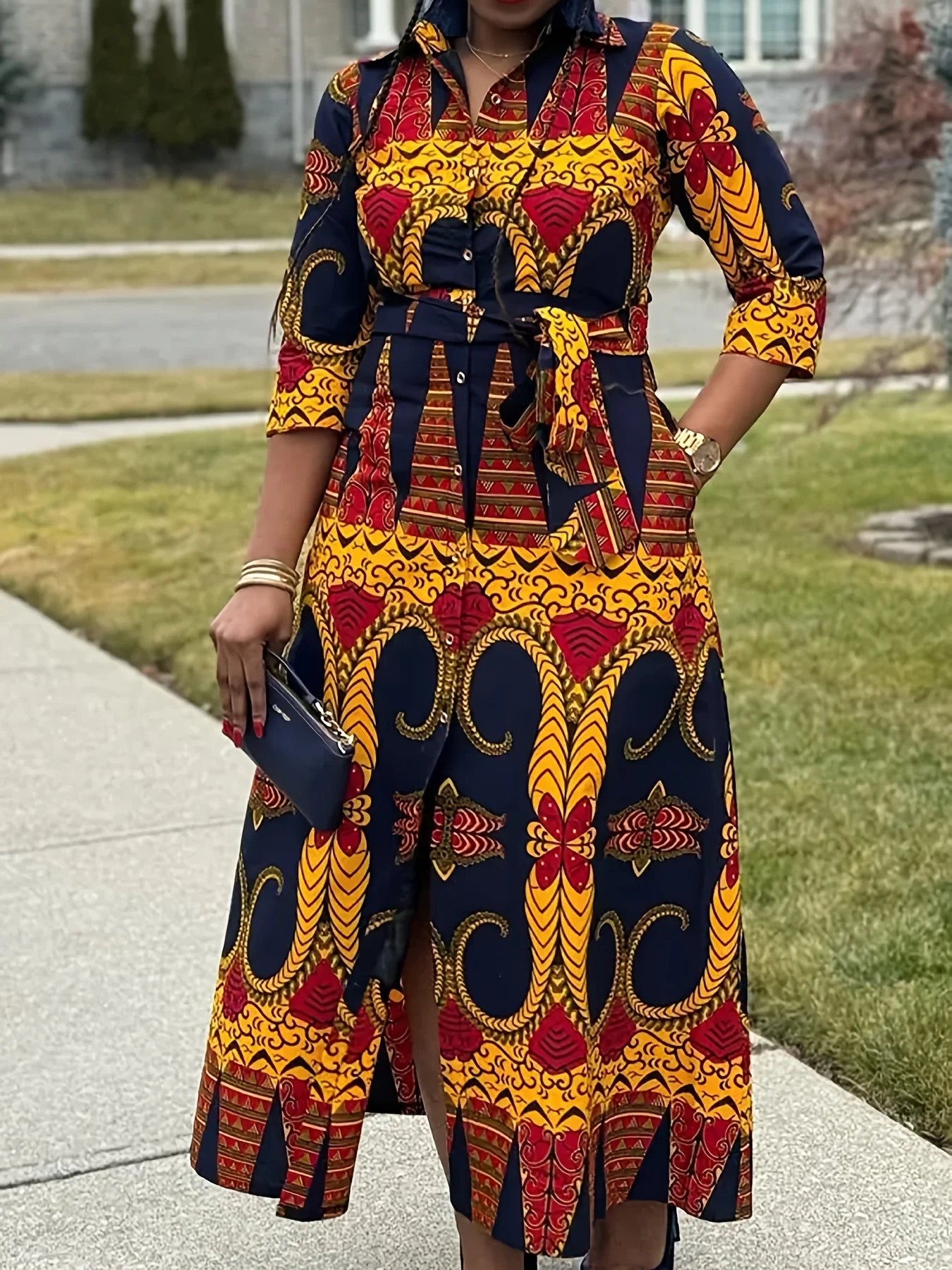American plus size ethnic pattern dress - Image 2