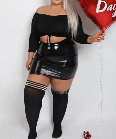 Women Plus Size 4xl 5xl Leather Skirt  High Waist PVC Short Mini Bodycon Skirts 6XL 7XL 8XL 9XL 10XL Large Size Clothing New