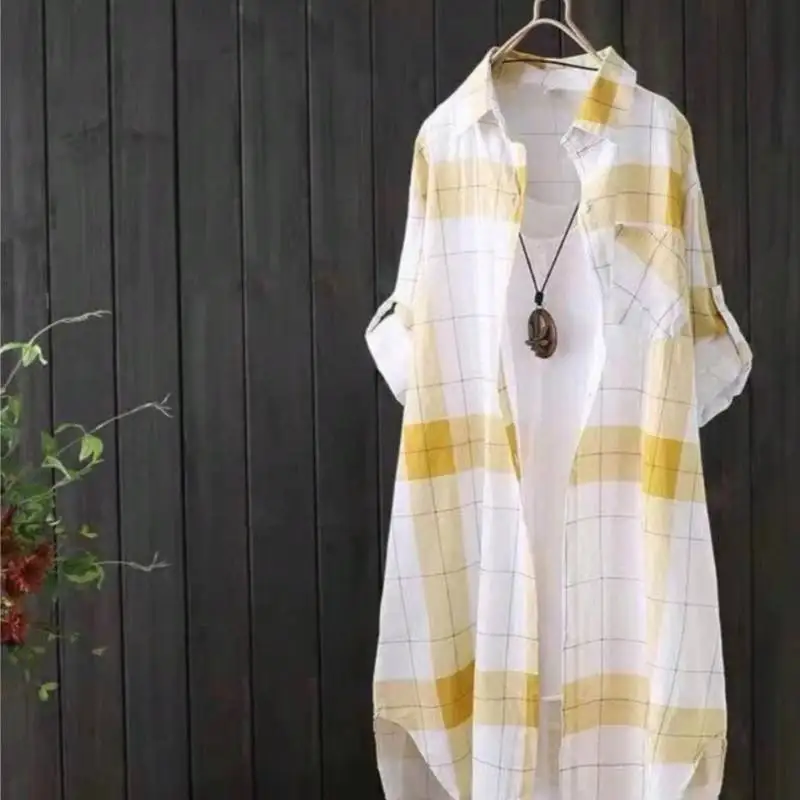 2025 Fall Fashion Plaid Shirt - Women's Plus Size Long Sleeve Top | Loose Elegant Casual Blouse | Oversized Shacket Style - Image 4