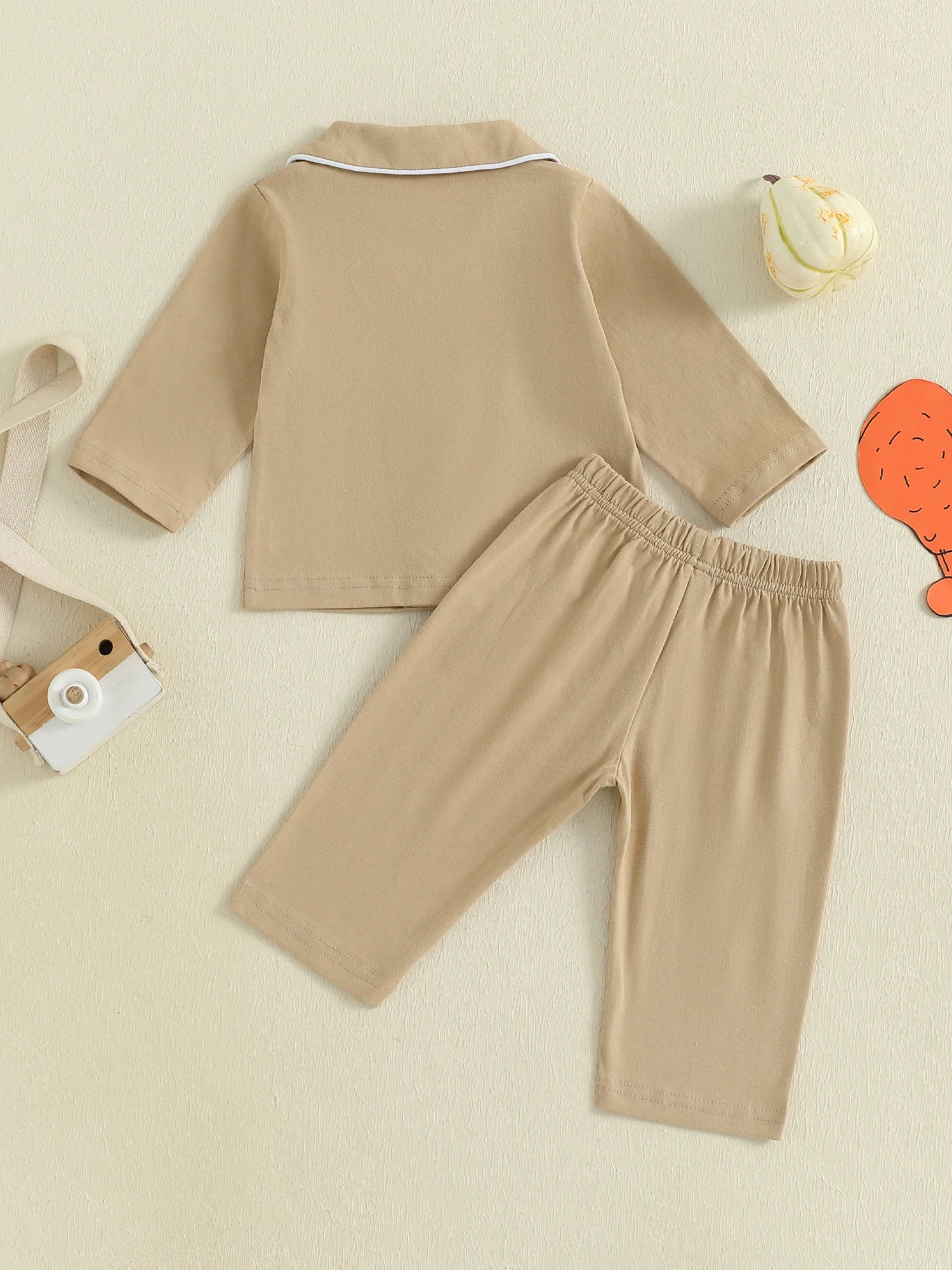 Infant 2-Piece Christmas Pajamas Set with Reindeer Embroidery Top and Plaid Pants Baby Sleepwear Loungewear for Winter Holiday - Image 2