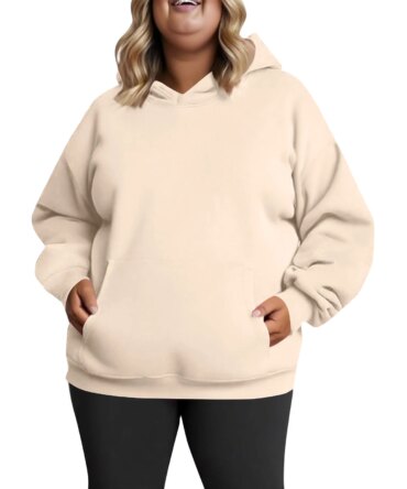 Plus Size Hooded Sweatshirt for Women Fall Fashion Casual Solid Color Pocket Hoodies Women's Clothing Street Hip Hop Hoody