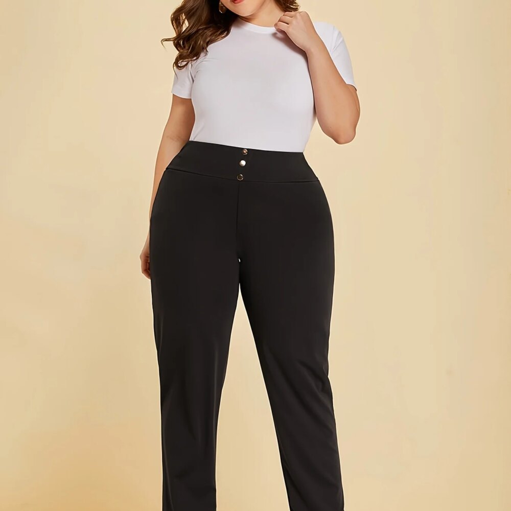 Autumn and winter new women's plus size knitted fabric casual models slit design straight trousers