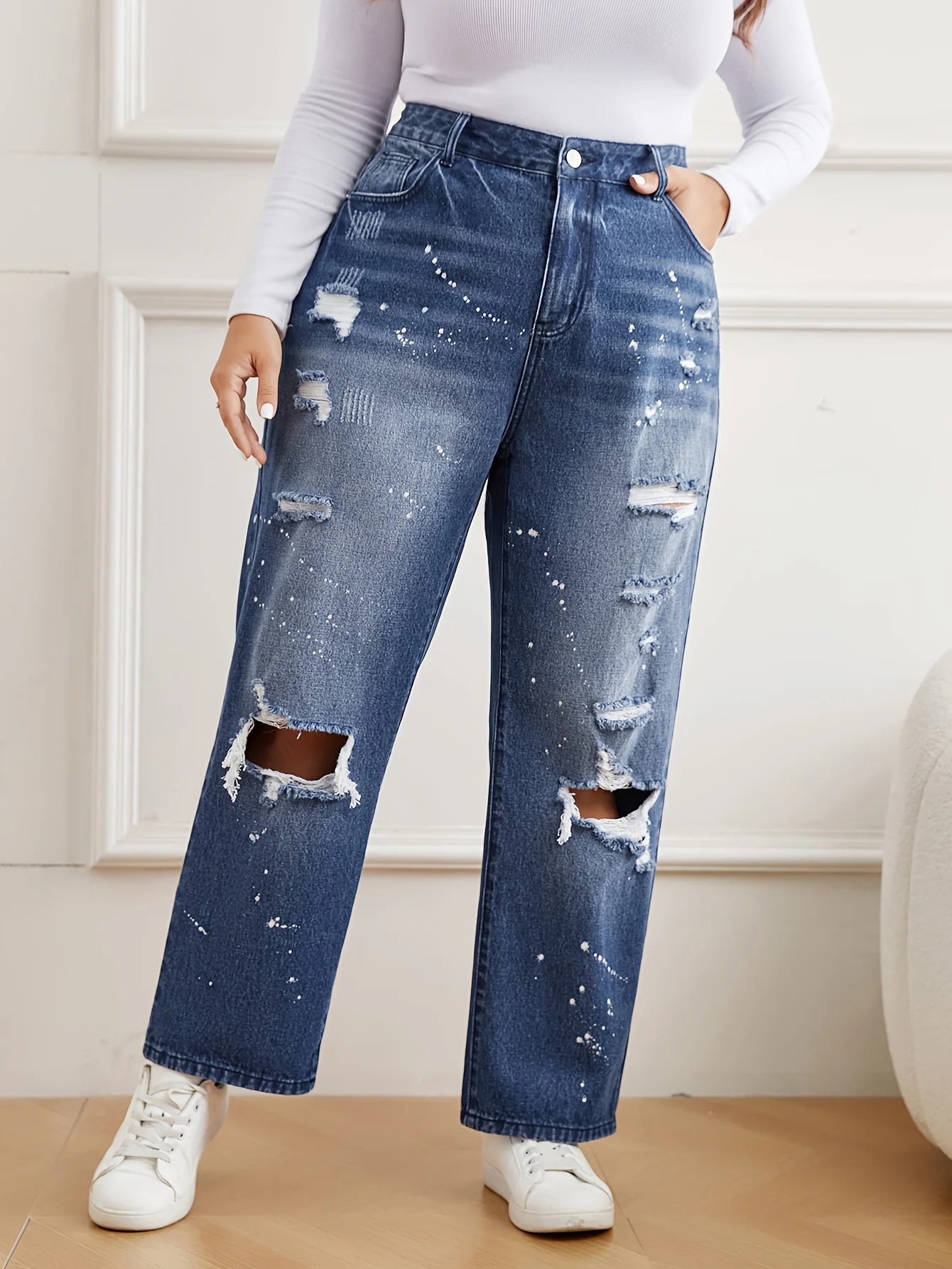 2024 new trendy element hole plus size jeans - Image 5
