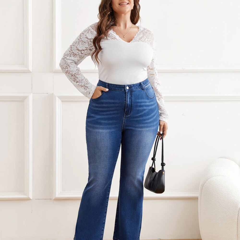 Women's plus size Denim flared pants