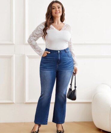 Women's plus size Denim flared pants