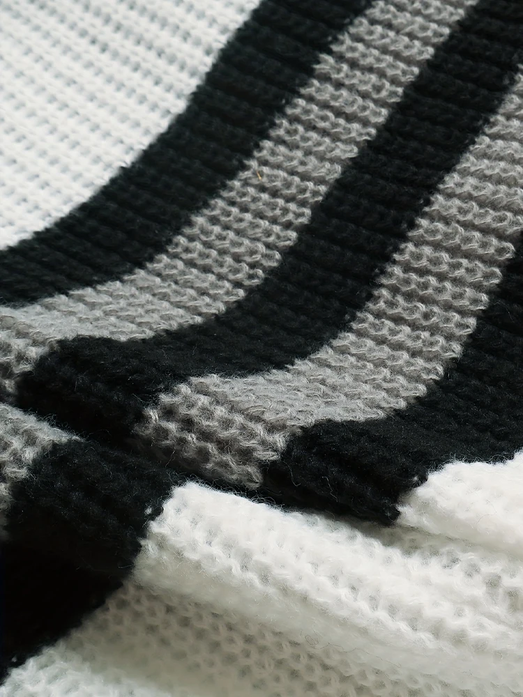 Plus Size New Striped Knit Cardigan Long Sleeve Women's Top Casual Loose Long Coat Autumn Winter Versatile Warm Female Clothing - Image 5