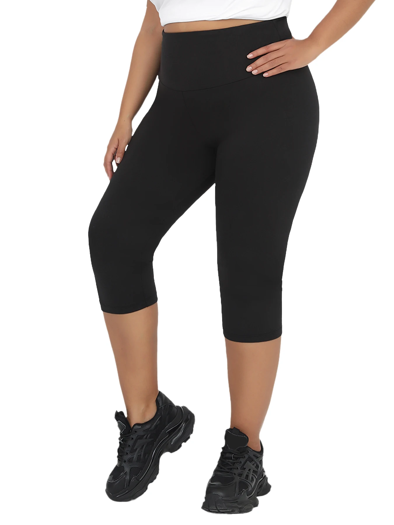 Plus Size Leggings for Women Super soft High Waisted Tummy Control Yoga Capri Pants No See Through Workout Running Leggings - Image 2