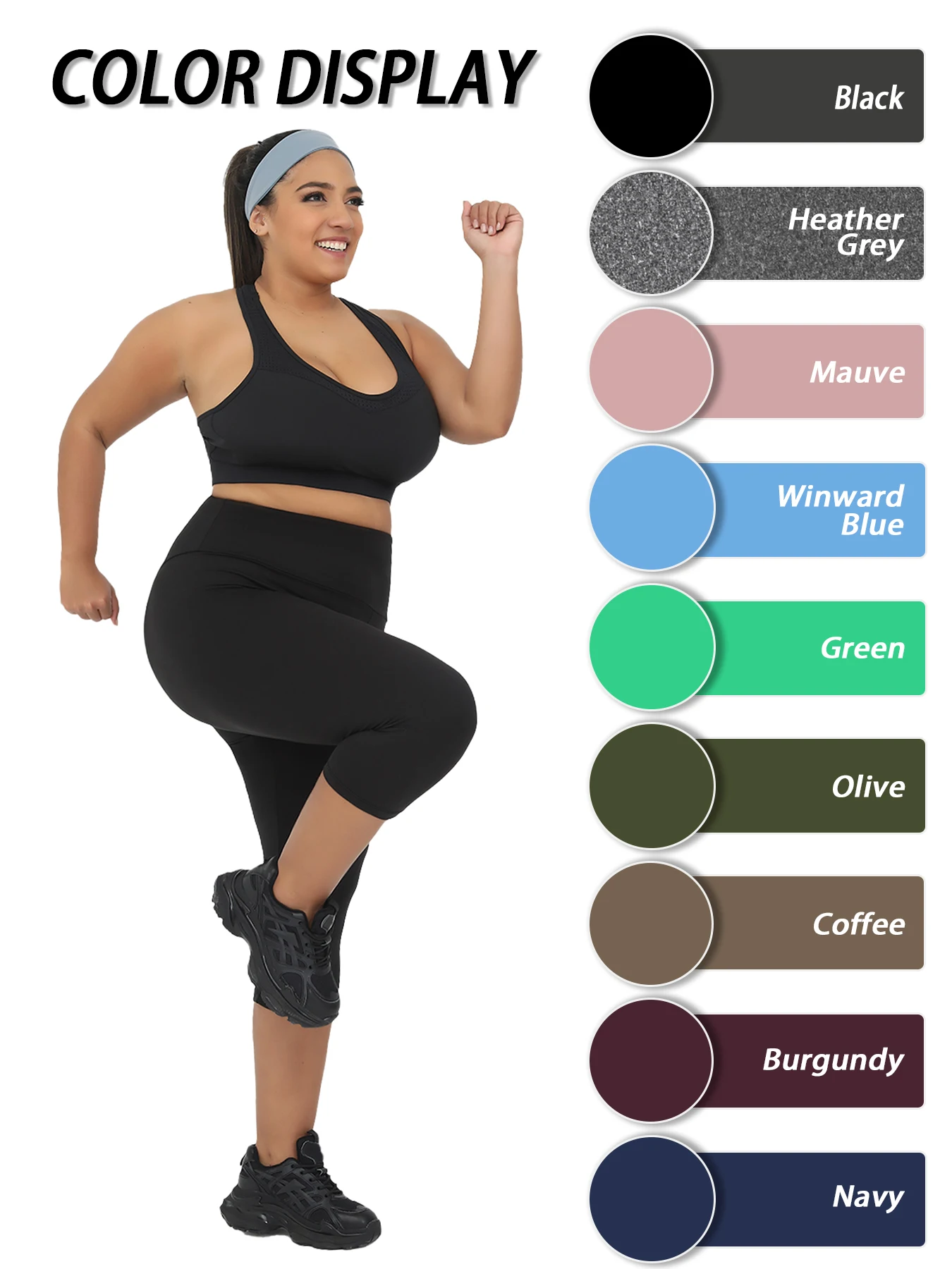 Plus Size Leggings for Women Super soft High Waisted Tummy Control Yoga Capri Pants No See Through Workout Running Leggings - Image 4