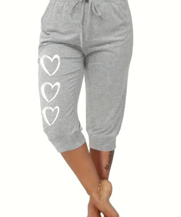 2025 Plus Size Fashion Selection! Gray Drawstring Three - Quarter - Length Athletic Sweatpants (Plus Size). The Elastic Waist Wi