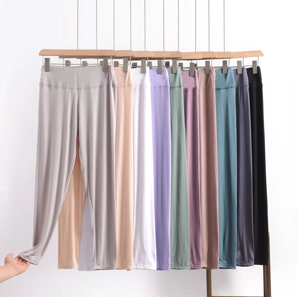 Plus Size Summer Modal Leggings High-Waisted Tummy control Shaping Capris Stretchy Wide-Band Ankle-Length Yoga Sports Pants