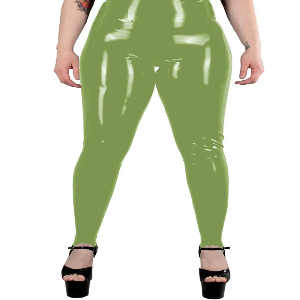 Women New Fashion Plus Size Patent Leather Pants Slim High Waist Faux Latex Capris Bodycon Seameless Leggings Shiny Trouser