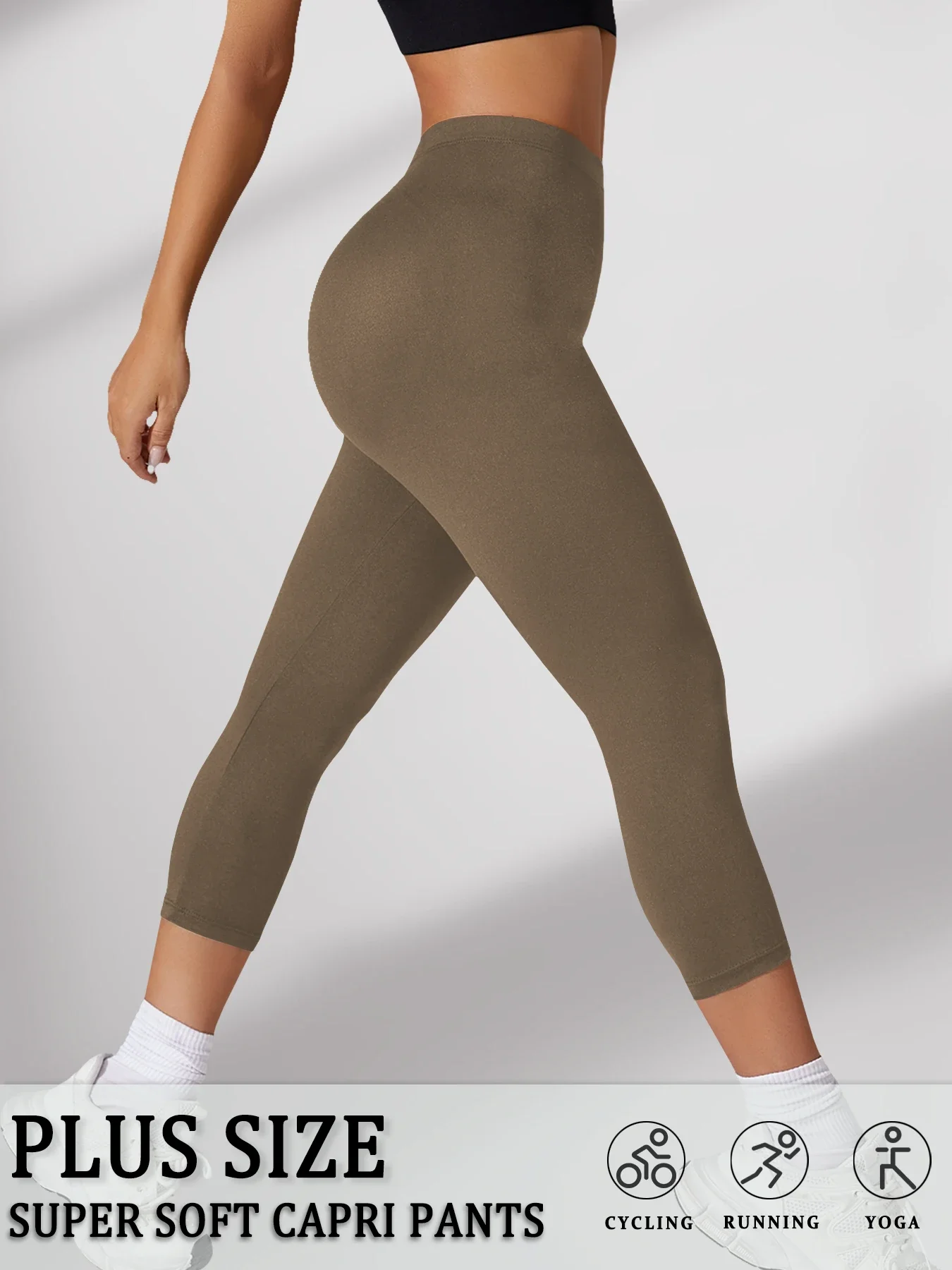 Plus Size Super Soft capri pants For Women No See Through Workout Running Yoga Athletic Leggings Running