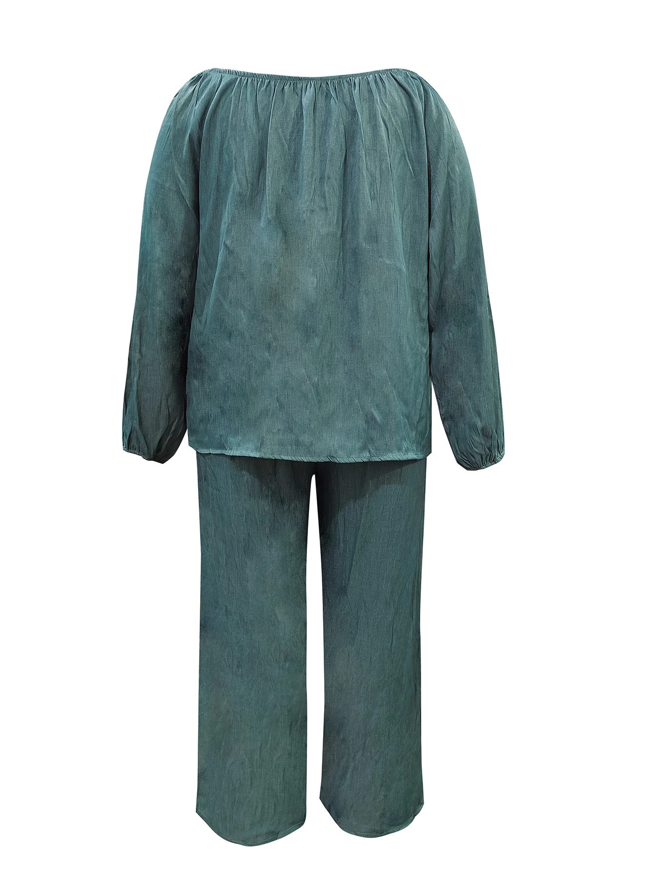 Plus - Size Lazy - chic Grey Set! Off - Shoulder Top + Wide - Leg Pants, Max Relaxed Vibe - Image 5