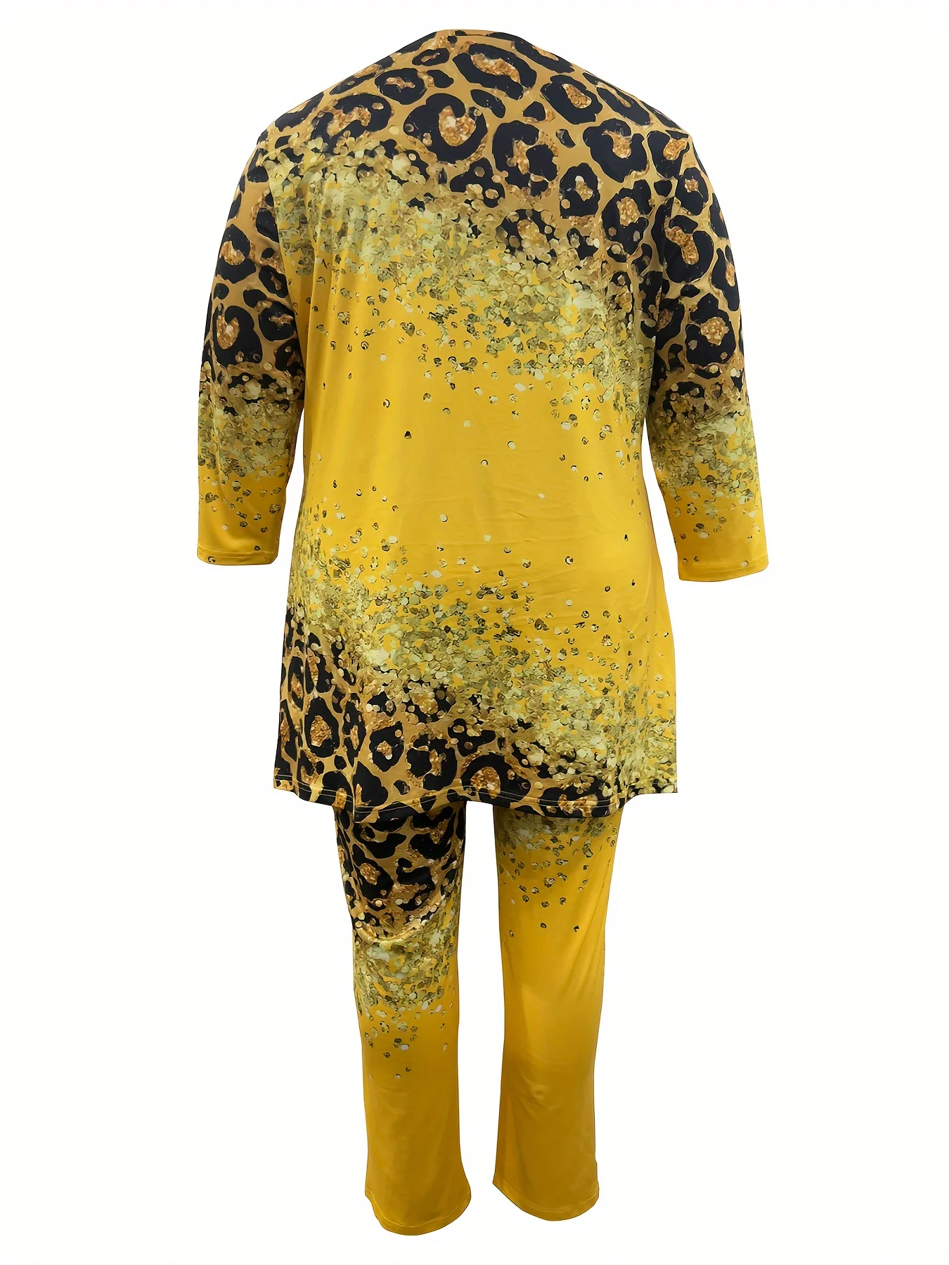 European and American fashion leisure vacation plus size women's suit shirt pants two-piece suit - Image 3