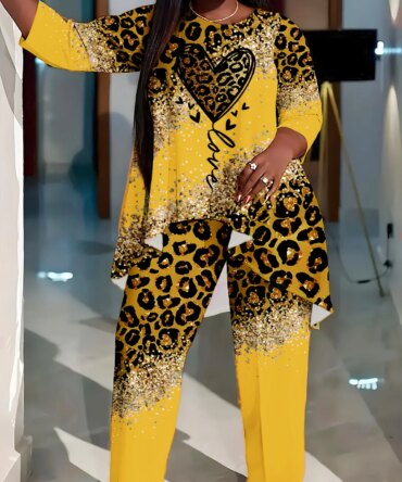 European and American fashion leisure vacation plus size women's suit shirt pants two-piece suit