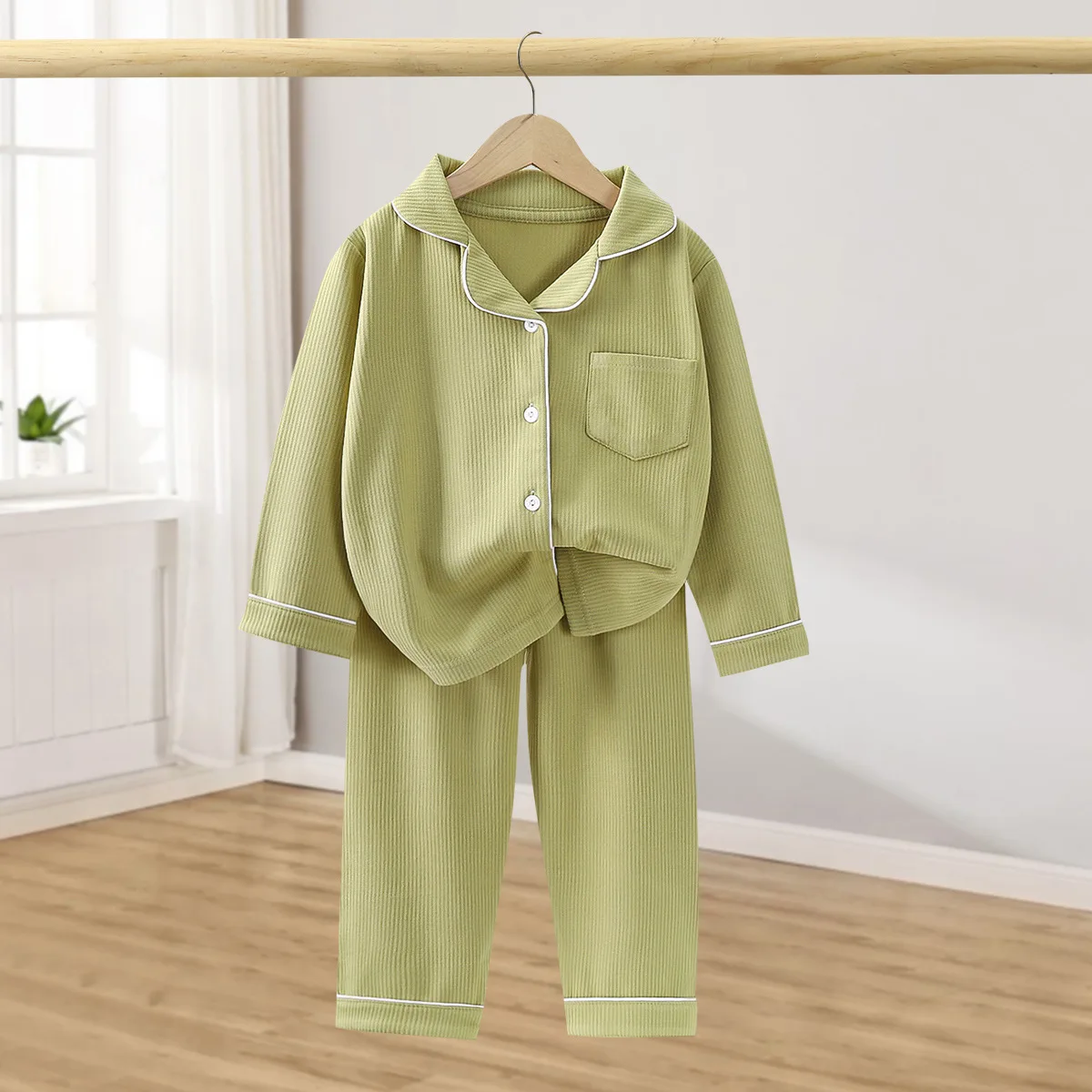 Children Cotton Underwear Set Boy Baby Clothe Girl Button Down Sleepwear Loungewear Spring Fall Kid Long Sleeve Pajama 2pcs Suit - Image 4