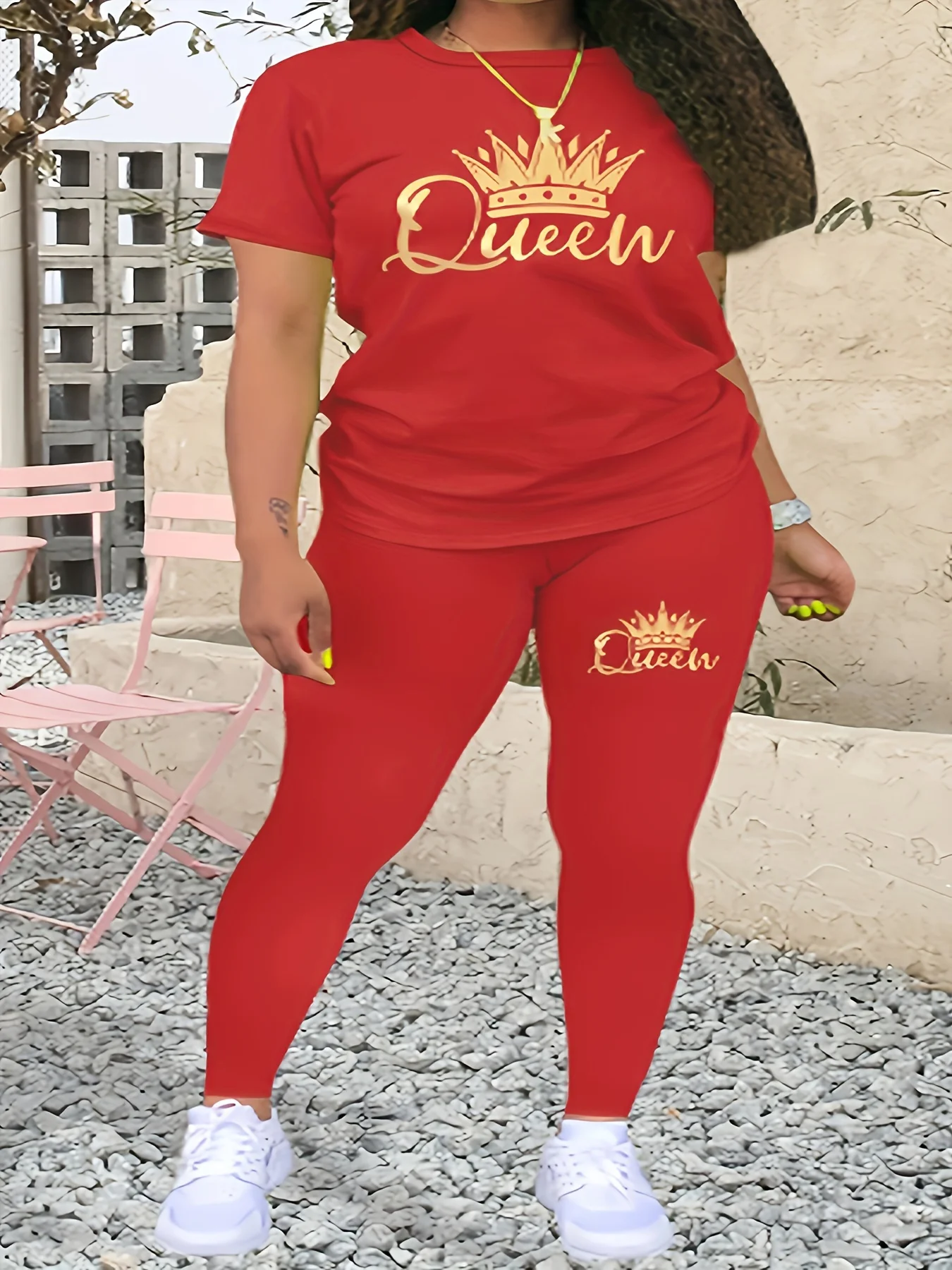 Plus Size Europe and America New Summer Women's Printed Comfortable Casual Set - Image 4