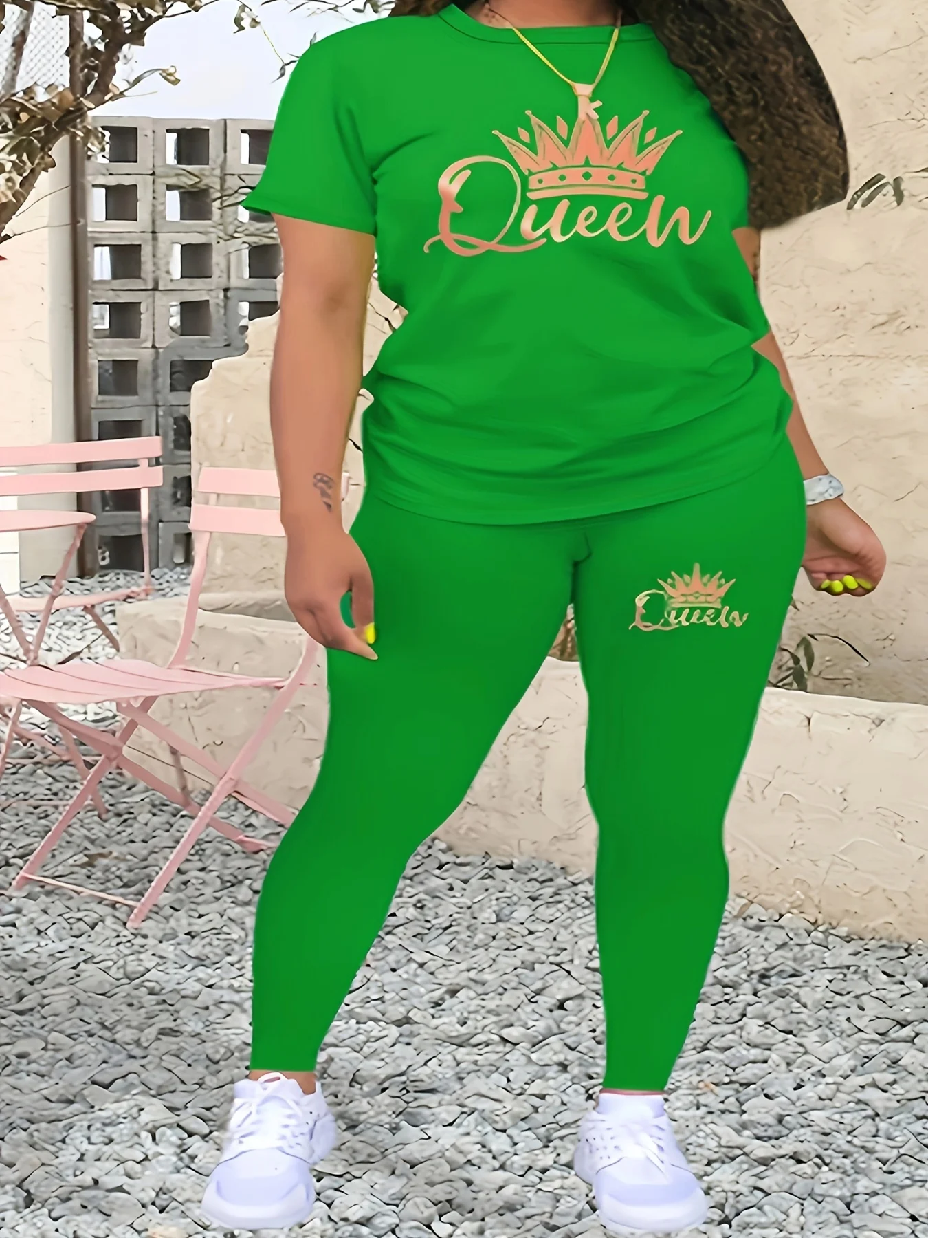 Plus Size Europe and America New Summer Women's Printed Comfortable Casual Set - Image 3