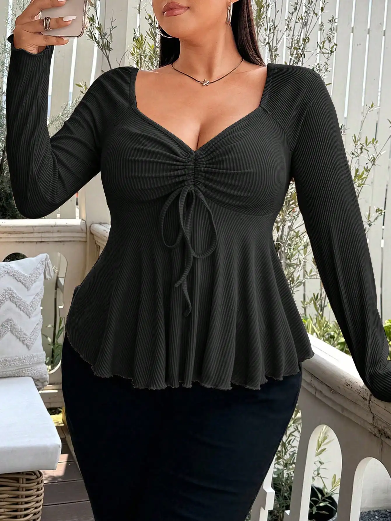 Elegant special new fashion solid color women's autumn and winter warm plus size T-shirt - Image 5