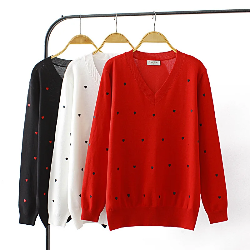 Plus Size Women's Sweaters Autumn New Loose Casual Knitted Pullovers V-neck Long Sleeve Jumpers 2039 - Image 4