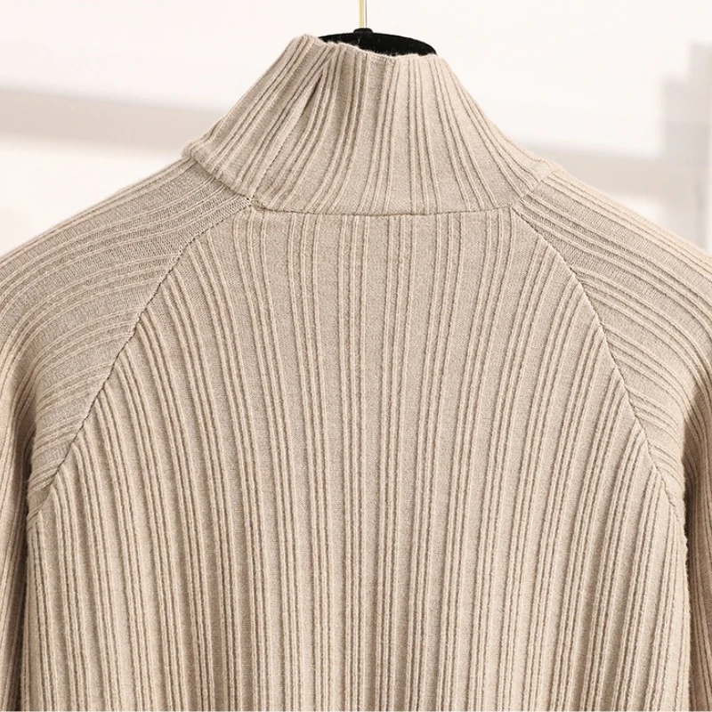 Women Plus Size Pullover Turtleneck Basic Jumper Autumn Winter 2025 Knitting Sweater Long Sleeve Soft Solid Irregular Knit Tops - Image 5