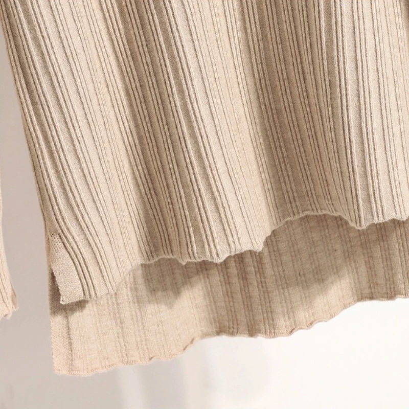 Women Plus Size Pullover Turtleneck Basic Jumper Autumn Winter 2025 Knitting Sweater Long Sleeve Soft Solid Irregular Knit Tops - Image 6