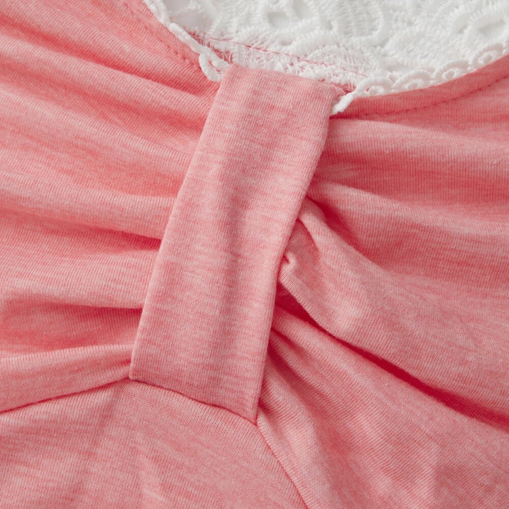 Women s Plus Size Summer T-Shirt with Lace Detailing and Irregular Ruffles Short Sleeves Streetwear Top for Casual Wear