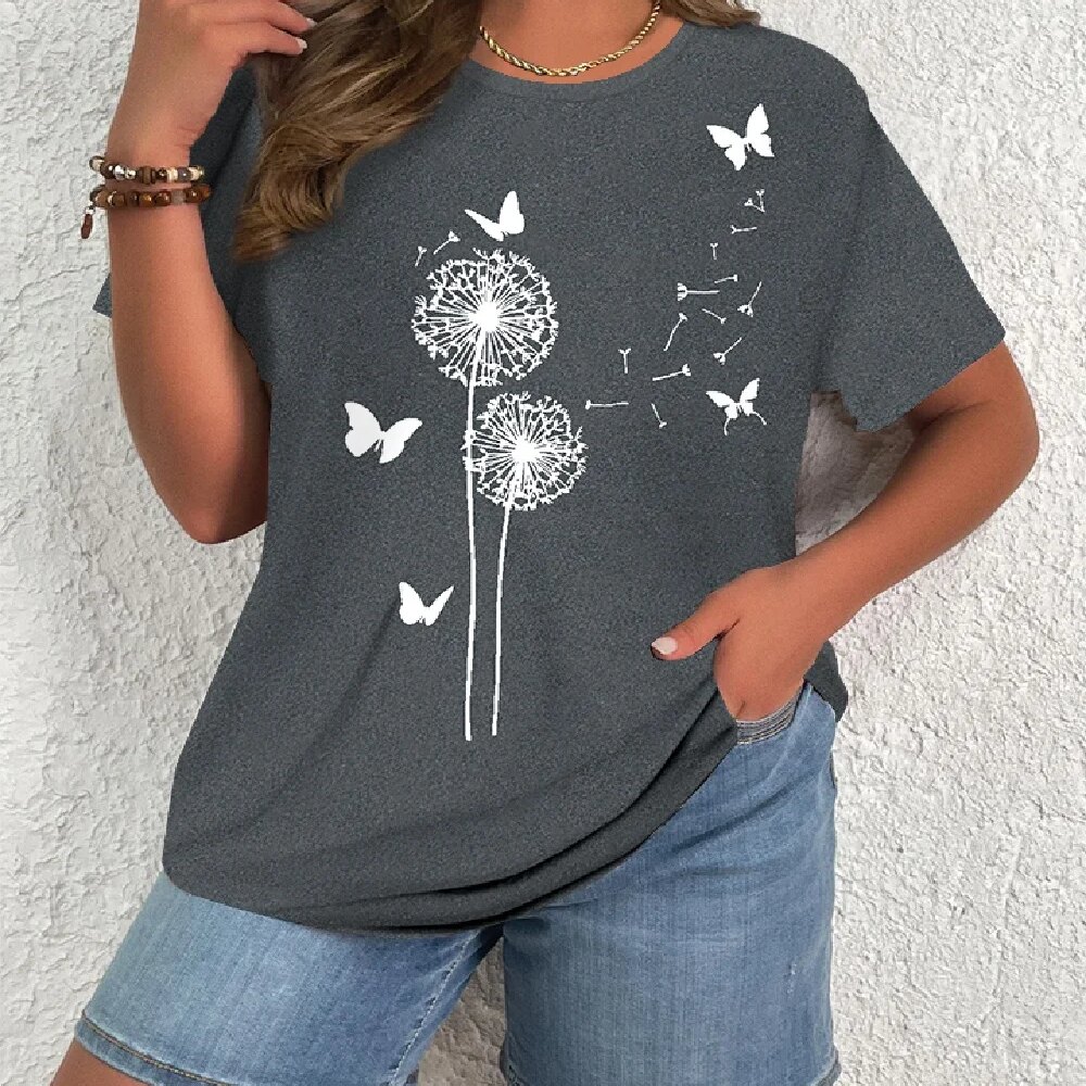 Plus Size Elegant Casual Woman T-Shirt Fashion Loose T-Shirt Woman Temperament Long sleeve T-Shirt Holiday Weekend