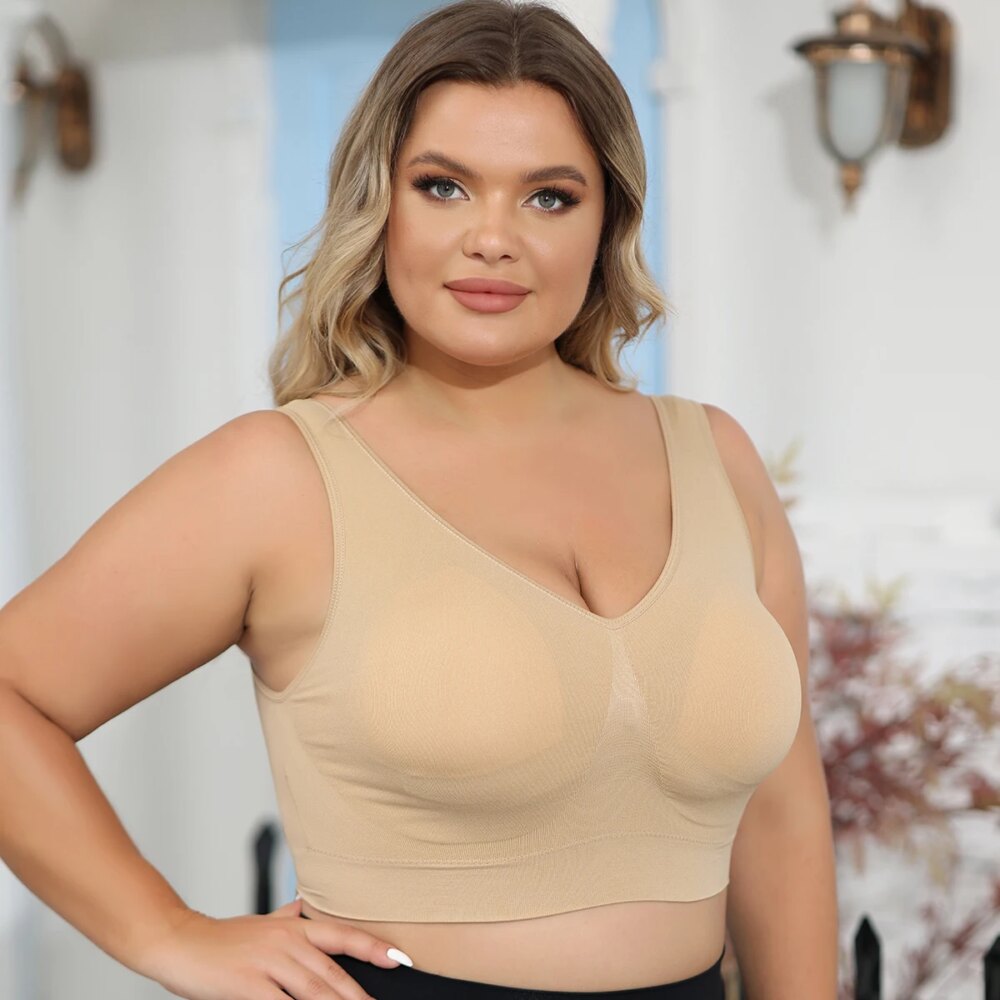 Women's Plus Size Bras with No Wire Shaping and Lifting to Prevent Spillage and Sagging - Detachable Pads