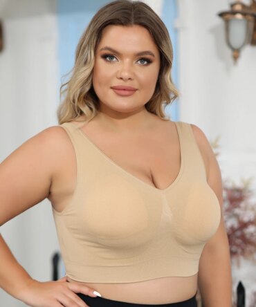 Women's Plus Size Bras with No Wire Shaping and Lifting to Prevent Spillage and Sagging - Detachable Pads