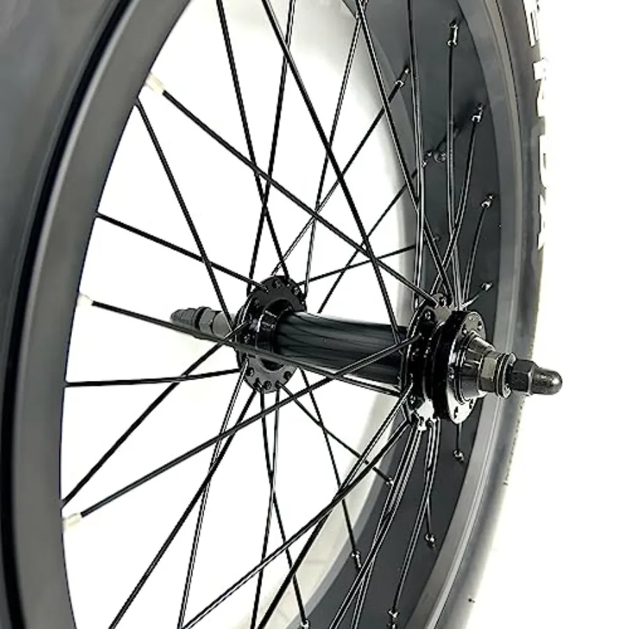20''x4.0 Fat Bike Rear Wheel Assembly with Tire and Hub and Spokes Black Alloy Aluminum Snow Bicycle Folding Fatbike Wheel Asse - Image 6