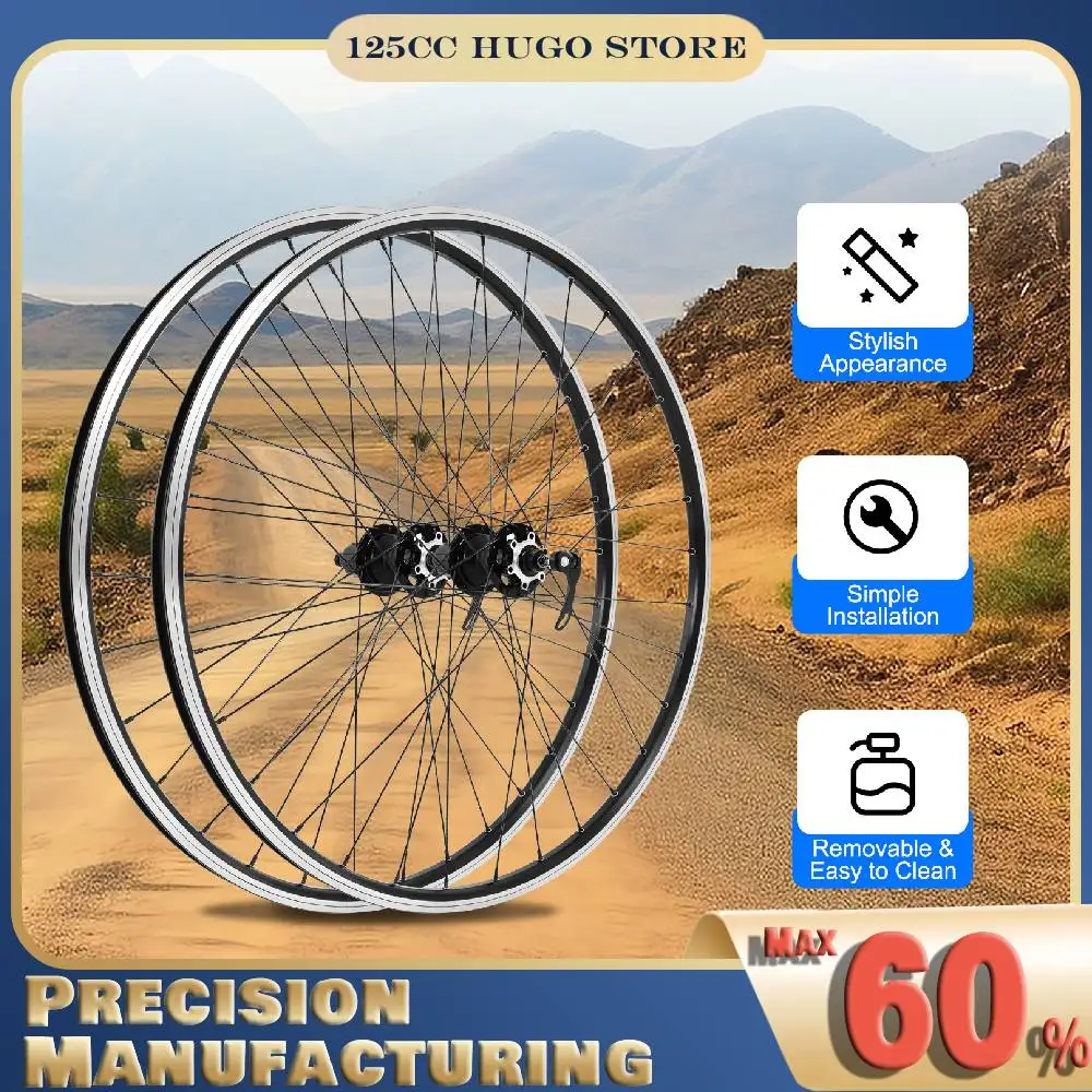 29in Bicycle Wheel Set 200kg Load Capacity Front & Rear Mountain Bike Wheel Kit Aluminum Alloy Rim Disc Brake Wheelset
