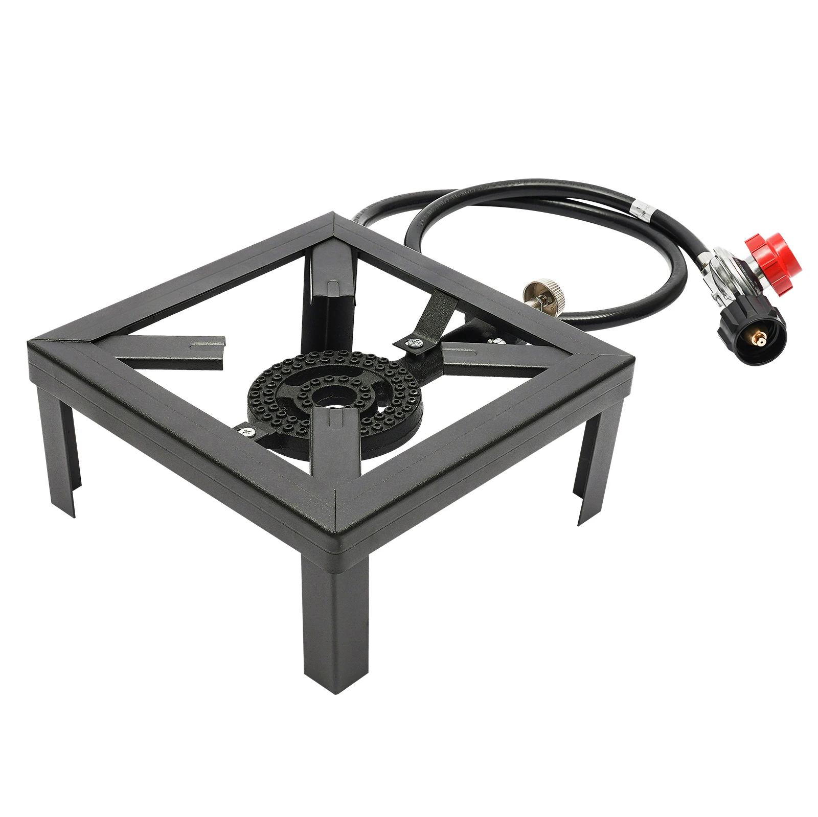 Camping Stove Burner Cast Iron Propane Gas LPG Stove BBQ Cooker & Regulator Hose - Image 4